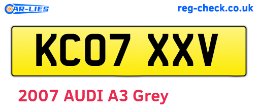 KC07XXV are the vehicle registration plates.