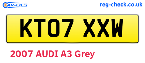 KT07XXW are the vehicle registration plates.