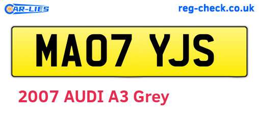 MA07YJS are the vehicle registration plates.