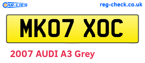 MK07XOC are the vehicle registration plates.