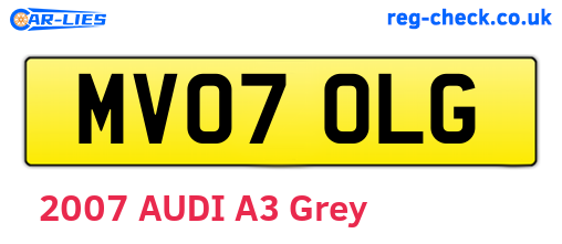 MV07OLG are the vehicle registration plates.