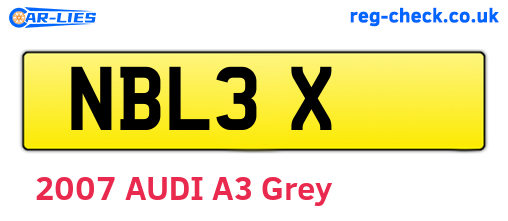 NBL3X are the vehicle registration plates.
