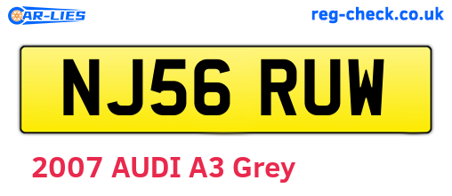 NJ56RUW are the vehicle registration plates.