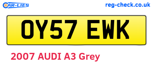 OY57EWK are the vehicle registration plates.