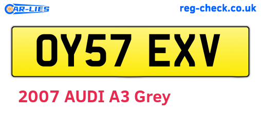 OY57EXV are the vehicle registration plates.