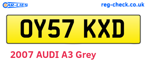OY57KXD are the vehicle registration plates.