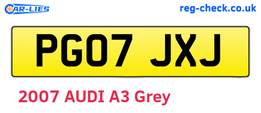 PG07JXJ are the vehicle registration plates.