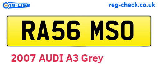 RA56MSO are the vehicle registration plates.