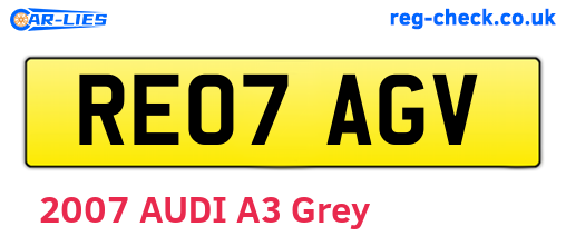 RE07AGV are the vehicle registration plates.