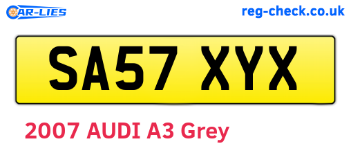 SA57XYX are the vehicle registration plates.