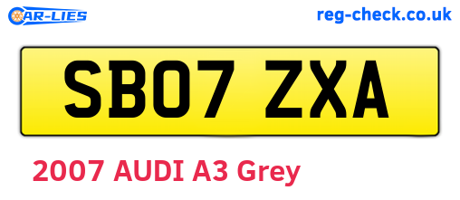 SB07ZXA are the vehicle registration plates.