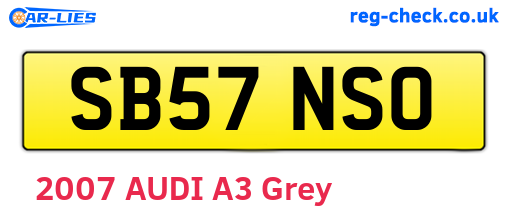 SB57NSO are the vehicle registration plates.