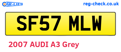 SF57MLW are the vehicle registration plates.