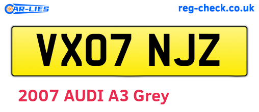 VX07NJZ are the vehicle registration plates.