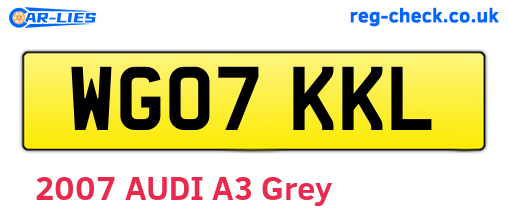 WG07KKL are the vehicle registration plates.