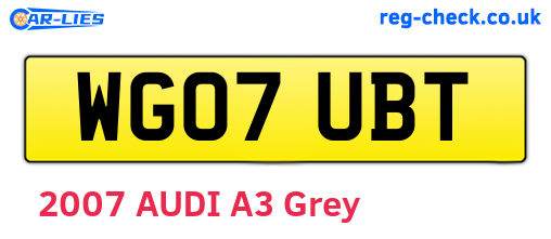 WG07UBT are the vehicle registration plates.