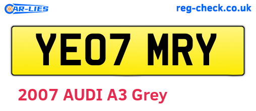 YE07MRY are the vehicle registration plates.