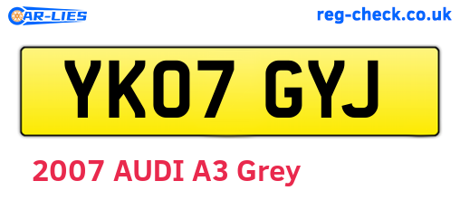 YK07GYJ are the vehicle registration plates.