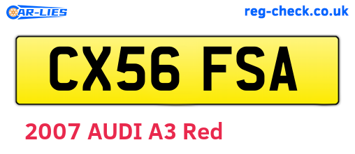 CX56FSA are the vehicle registration plates.