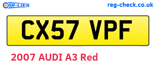 CX57VPF are the vehicle registration plates.