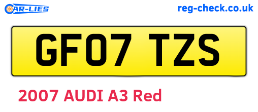 GF07TZS are the vehicle registration plates.