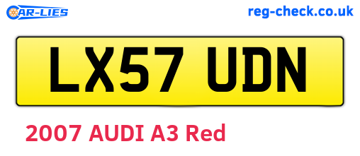 LX57UDN are the vehicle registration plates.
