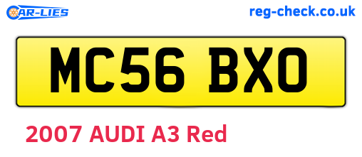MC56BXO are the vehicle registration plates.