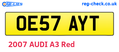 OE57AYT are the vehicle registration plates.