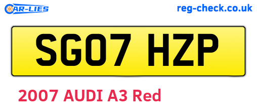 SG07HZP are the vehicle registration plates.