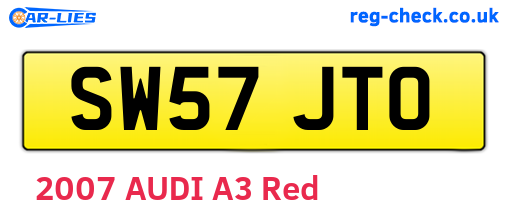 SW57JTO are the vehicle registration plates.