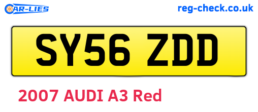 SY56ZDD are the vehicle registration plates.
