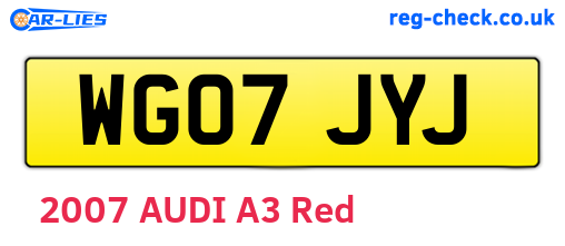 WG07JYJ are the vehicle registration plates.