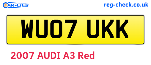 WU07UKK are the vehicle registration plates.
