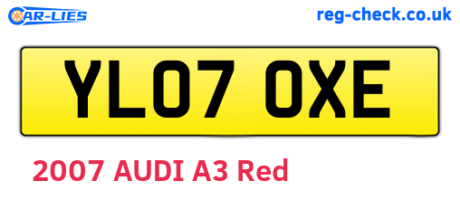 YL07OXE are the vehicle registration plates.