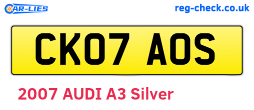 CK07AOS are the vehicle registration plates.