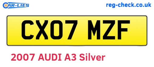CX07MZF are the vehicle registration plates.