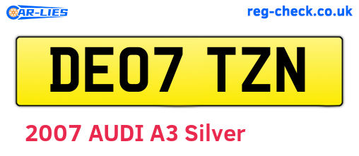 DE07TZN are the vehicle registration plates.