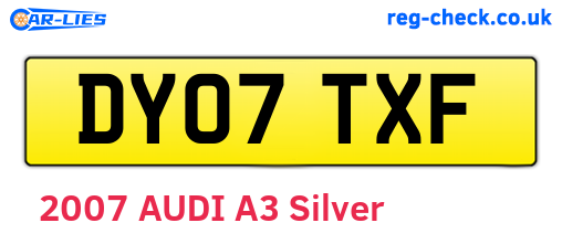 DY07TXF are the vehicle registration plates.
