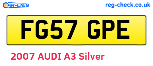 FG57GPE are the vehicle registration plates.