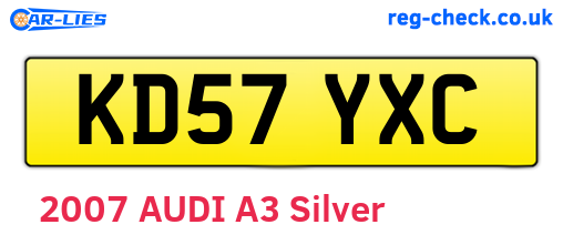 KD57YXC are the vehicle registration plates.