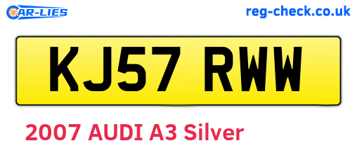 KJ57RWW are the vehicle registration plates.