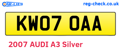 KW07OAA are the vehicle registration plates.