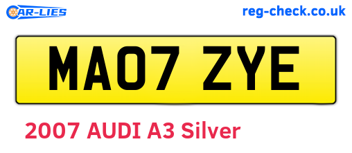 MA07ZYE are the vehicle registration plates.