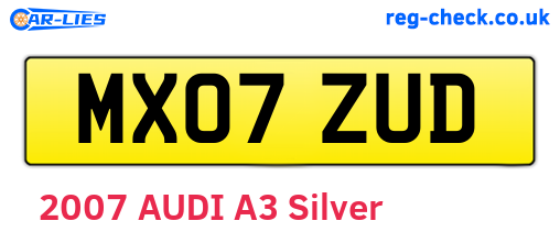 MX07ZUD are the vehicle registration plates.
