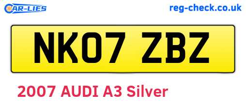 NK07ZBZ are the vehicle registration plates.