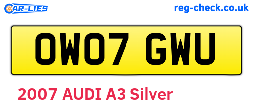 OW07GWU are the vehicle registration plates.