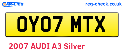 OY07MTX are the vehicle registration plates.