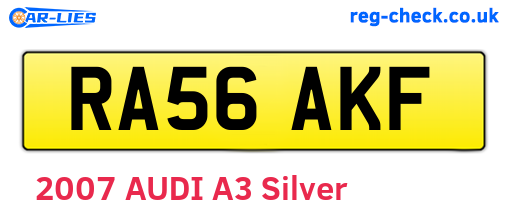 RA56AKF are the vehicle registration plates.