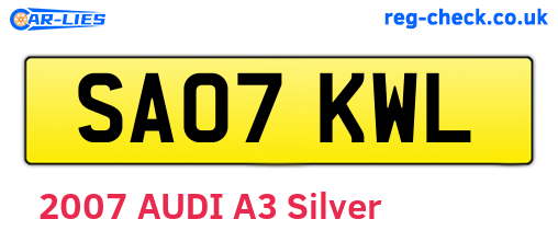 SA07KWL are the vehicle registration plates.