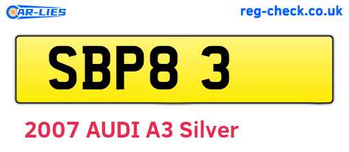 SBP83 are the vehicle registration plates.